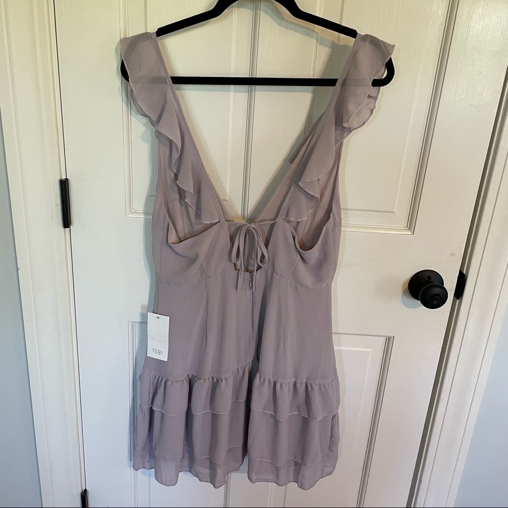 Purple Ruffle Mini Dress - Picture 2 of 6
